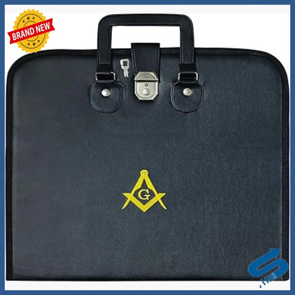 Masonic Apron Case 16x18 Hard-Sided Faux Leather Storage